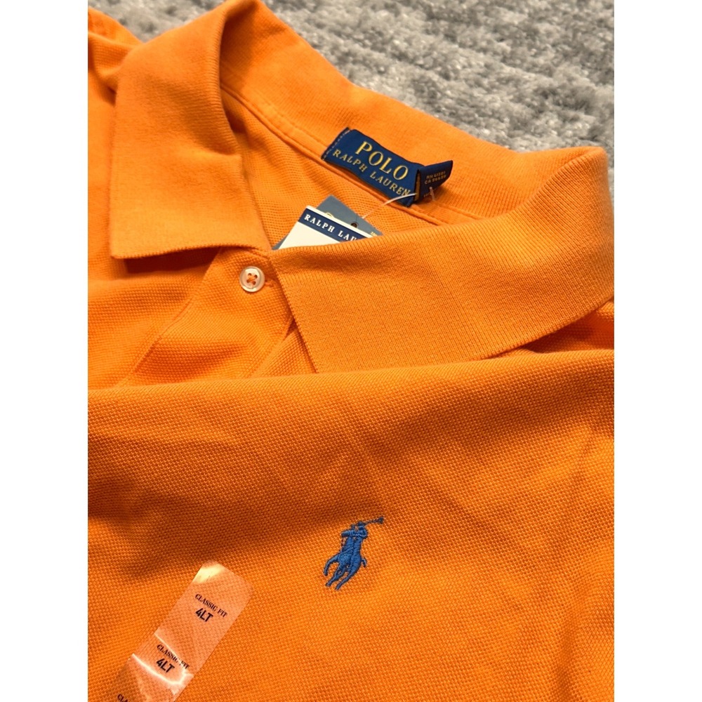 NEW Polo Ralph Lauren Polo Shirt Mens 4XLT Orange Classic Fit Pique Short Sleeve